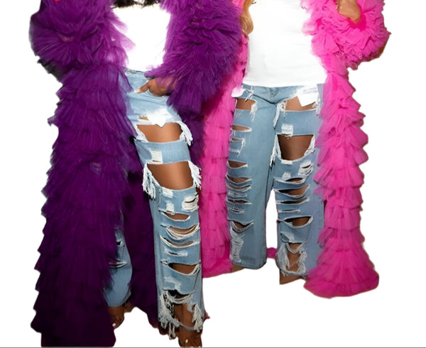 Chic Fluffy Luxury Tulle Robe for Women Elegant & Soft