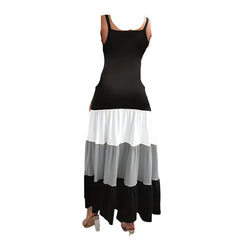 Coastal Color Block Maxi Dress V-Neck Flowy Summer Beach Vacation Outfit