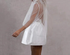 White Backless Sheer Mini Dress  A-Line Embellished Banquet Party Outfit