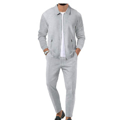 Men's Slim Fit Tracksuit – Soft Cotton Blend Zip Jacket & Sweatpants Set