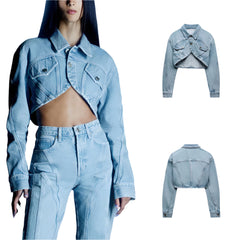 Trendy Women's Stylish Denim Crop Jacket & Jean Set