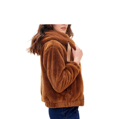 Cozy Berber Fleece Hooded Borg Coat for Women - Plus Size & Petite Shortline