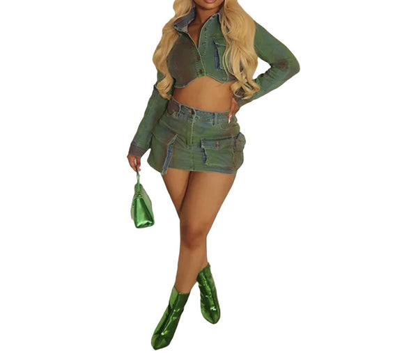 Elevate Your Wardrobe with Women's Denim Mini Skirt Sets!