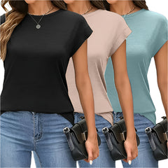 Women’s 3-Pack Basic Jersey T-Shirts Casual Summer Tops