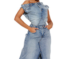 Step Back in Style: Retro Denim Skirt Sets for Women's Casual Chic
