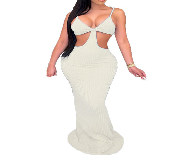 White Coast Vacation Maxi Dress – Lace-Up Sleeveless Beach Look