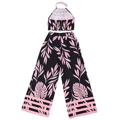 Women's Sleeveless Lined Tropical Pant Set Vacation Night Outfit