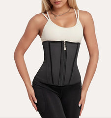 Women’s Latex Waist Trainer Strapless Under bust Corset with Steel Bones & Double Compression for Workout