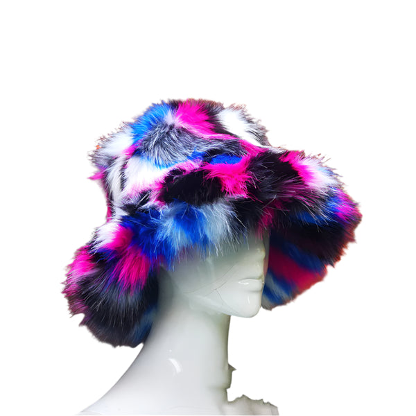 Multi Color Fur Luxe Haven Bucket Hat