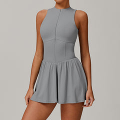 Women's Gray Solid Color Mini Dress Activewear  Soft, Stretchy & Comfortable