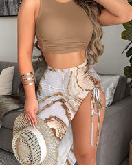 Effortless Elegance Crop Top Skirt Two-Piece Set for Your Fashion Statement