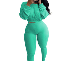 Trendy Crop Top Activewear Pant Set