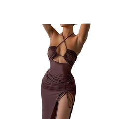 Sexy Halter neck Lace-Up Split Summer Dress  Party & Beach for Women