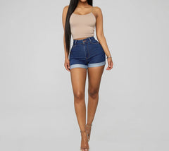 Effortless Chic: Discover High Elastic Women's Denim Shorts for Effortless Style!
