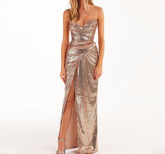 Glittering Gala Sequin Backless Dress