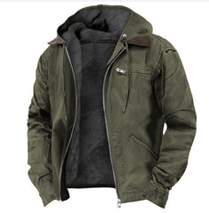 Green Men’s Classic Cheyenne Hooded Jacket Washed Duck Insulated Active Workwear