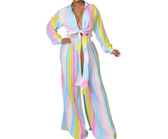 Spring into Style: Shop Pastel Perfection with Our Chic Comfort Long Sleeve V-neck Pleated Pant Set!