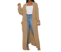Fall Solid Color Long Cardigan