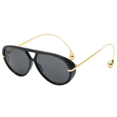 Black Classic Pilot Style Flat Top Metal Frame Sunnies