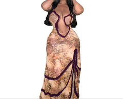 Chic Hollow-Out Sling Strap Maxi Dress for Women Elegant Fashion