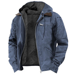 Blue Men’s Classic Cheyenne Hooded Jacket Washed Duck Insulated Active Workwear