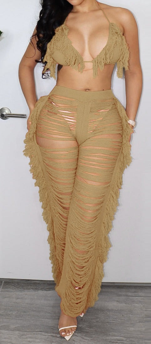 Effortlessly Alluring: Unveil Your Confidence in Our Halter Knit Pants Suit for Women!