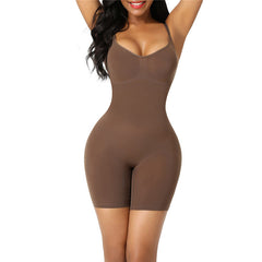 Plus Size Brown Tummy Control Shapewear Bodysuit for Women  Seamless Slimming with Thigh and Butt Support