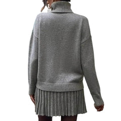 Payton Women’s Ribbed Knit Set Turtleneck Sweater & Mini Skirt Two-Piece Outfit