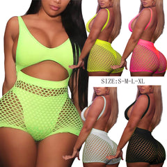 Beach Glamour Hollow Mesh One-Piece