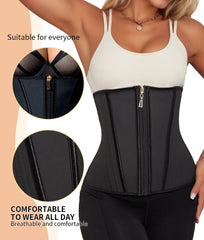 Women’s Latex Waist Trainer Strapless Under bust Corset with Steel Bones & Double Compression for Workout