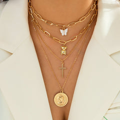 Timeless Charm: Women's Multi-layer Butterfly Necklace - Vintage Inspired