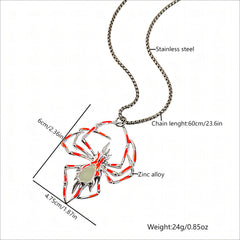 Spiked Glow-in-the-Dark Spider Pendant Necklace  Women’s Biker Jewelry Set