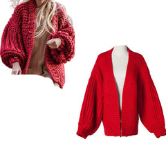Kamilla Chunky Crochet Knit Cardigan  Cropped Sweater Jacket for Women