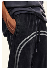 Asymmetric Reflective Street Trousers for Men Stylish, Comfortable Daily Wear with Drawstring Rope Design