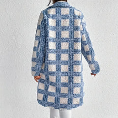 Women’s Heavyweight Throw-On Coat in Stone Plaid
