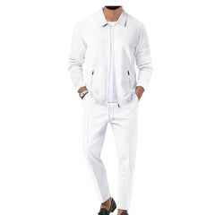 Men's Slim Fit Tracksuit Soft Cotton Blend Zip Jacket & Sweatpants Set
