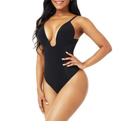 Women’s U-Plunge Backless Shapewear Bodysuit  Built-In Bra & Tummy Control Thong