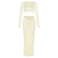 Elevate Your Style, Low Waist V Shape Maxi Skirt Set for Effortless Elegance