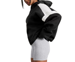 Women's Oversized Fall Fleece Lounge Hoodie Contrast Stripe Pullover Sweatshirt