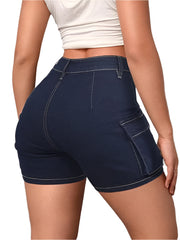 Women’s Super High-Waisted Denim Shorts Lightweight Relaxed Fit Mid-Thigh Jean Shorts