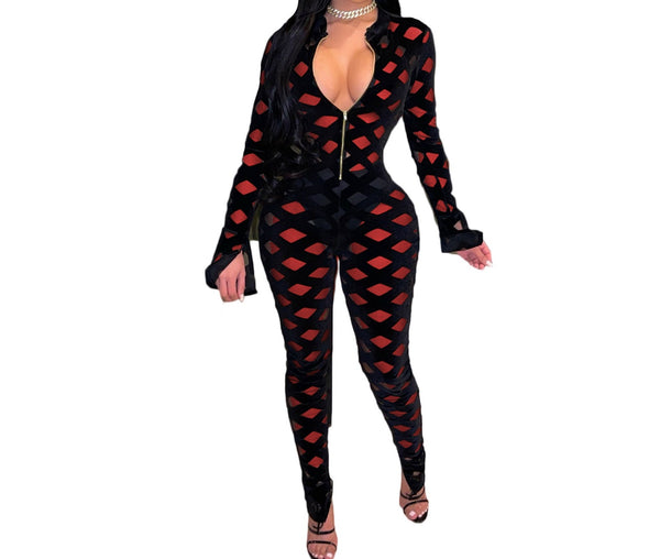 Mesh Marvel: Elevate Your Evening Look with our Sensational Sexy Party Jumpsuit