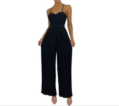 Black Flow For Jumpsuit Women's Solid Color Wide Leg One Piece