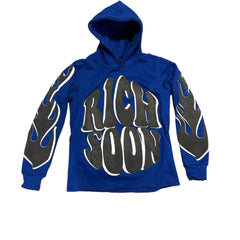 Blue Urban Vibes Men's Graphic Hoodie Casual Loose Fit with Bold Text Print
