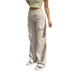 Khaki Women’s Oversized Cargo Pants  Baggy Adventure Streetwear Utility Trousers
