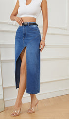 Women's Fashion Irregular Hollow-out Denim Long Skirt