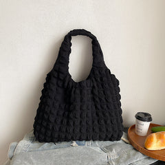 Black Women's Large Diamond Stitch Elegance Tote Handbag