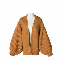 Khaki Kamilla Women’s Chunky Knit Cardigan Cropped Crochet Fall Jacket