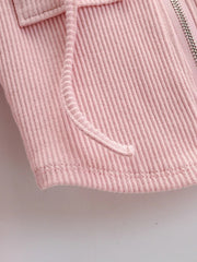 Women's Knitted Hooded Two-Piece Set Stretchy Zipper Top & Matching Bottoms