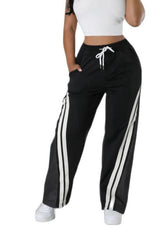 Stylish Diagonal Striped Waist-tight Sweatpants with Contrast Colors