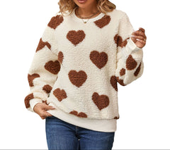 Oversized Women’s Love Heart Sweater – Wool Loose Fit Pullover